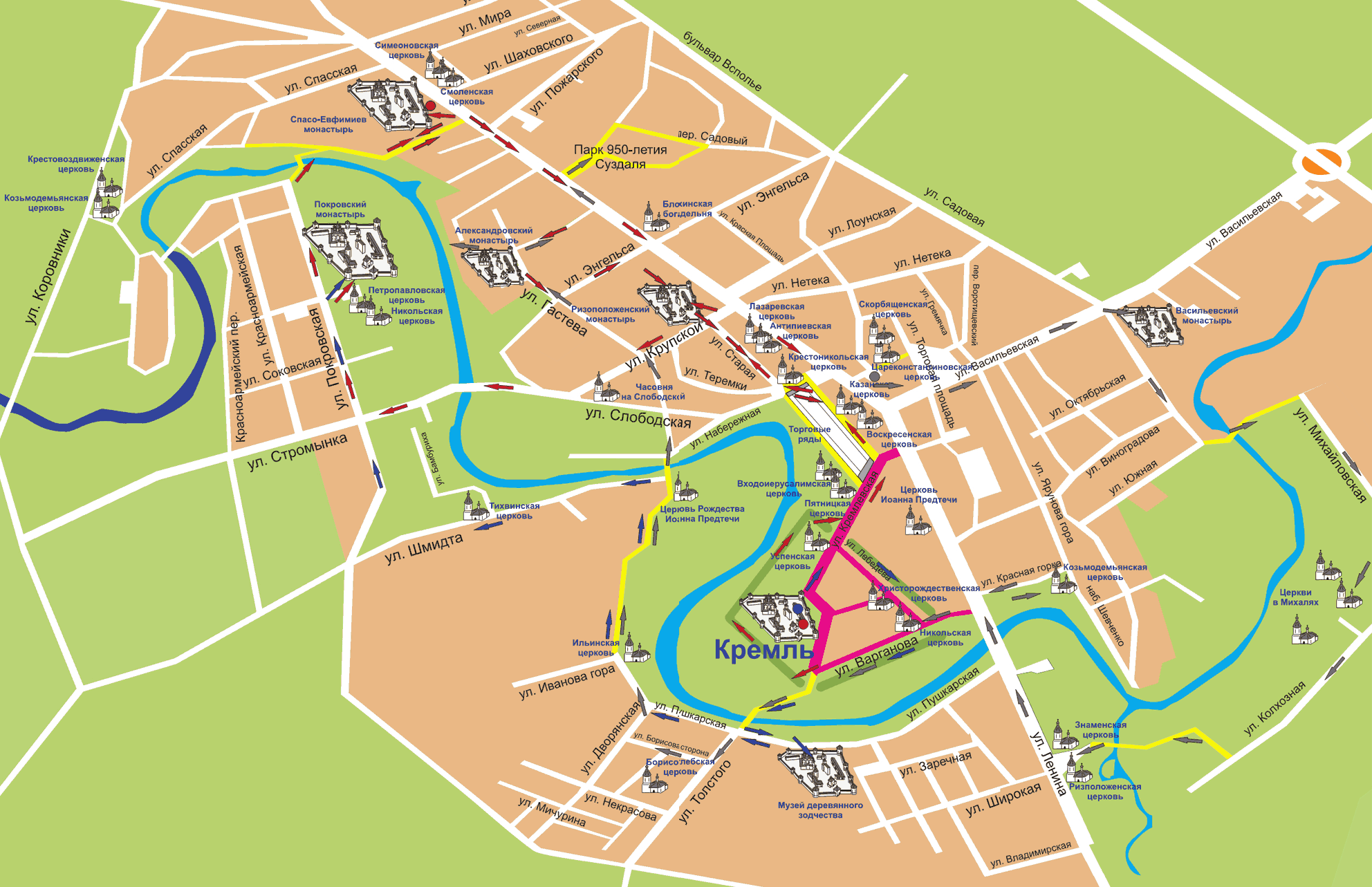 Интерактивная карта архитектурных памятников Суздаля